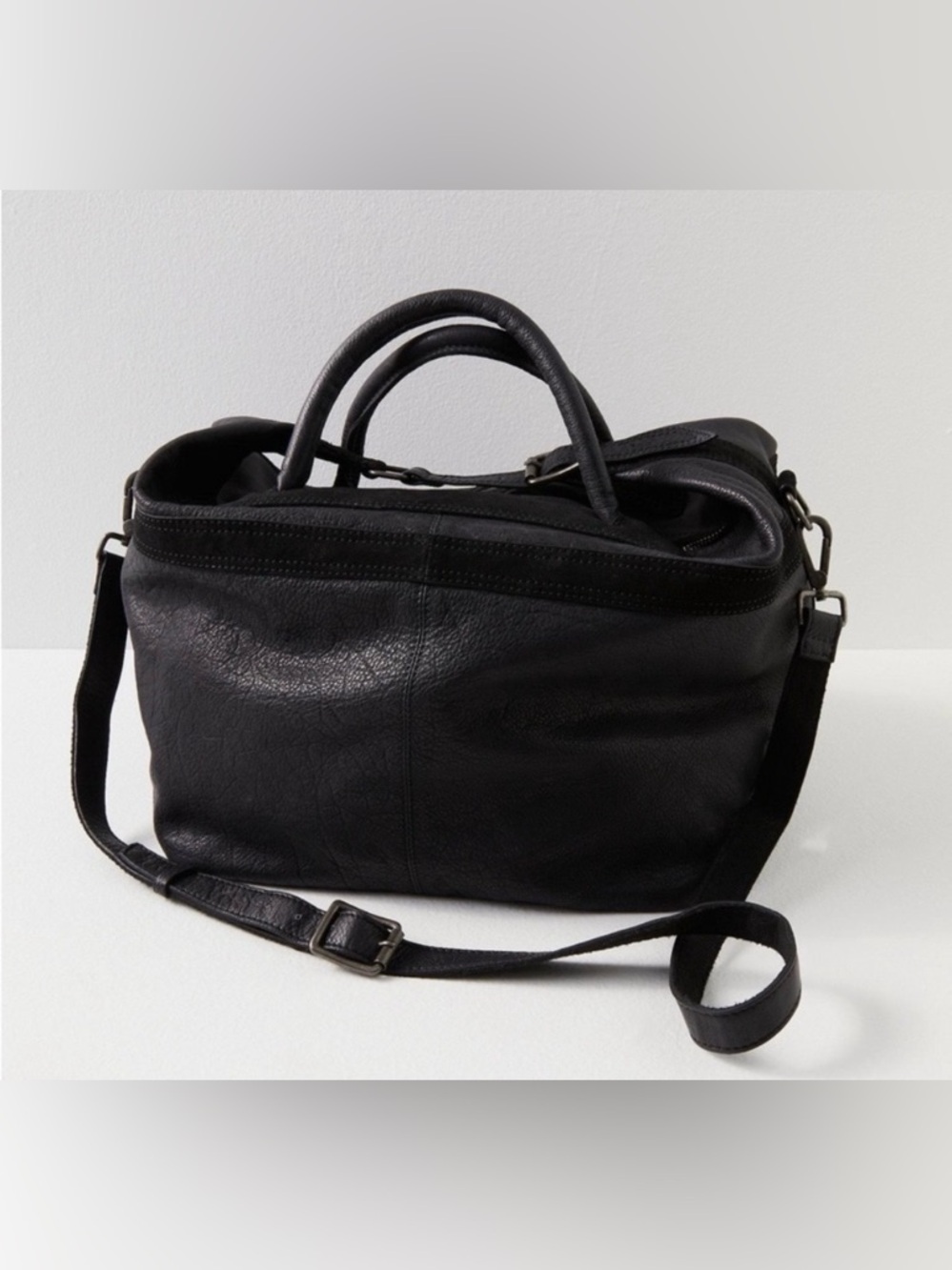 Free People Logan Leather Tote Bag Black